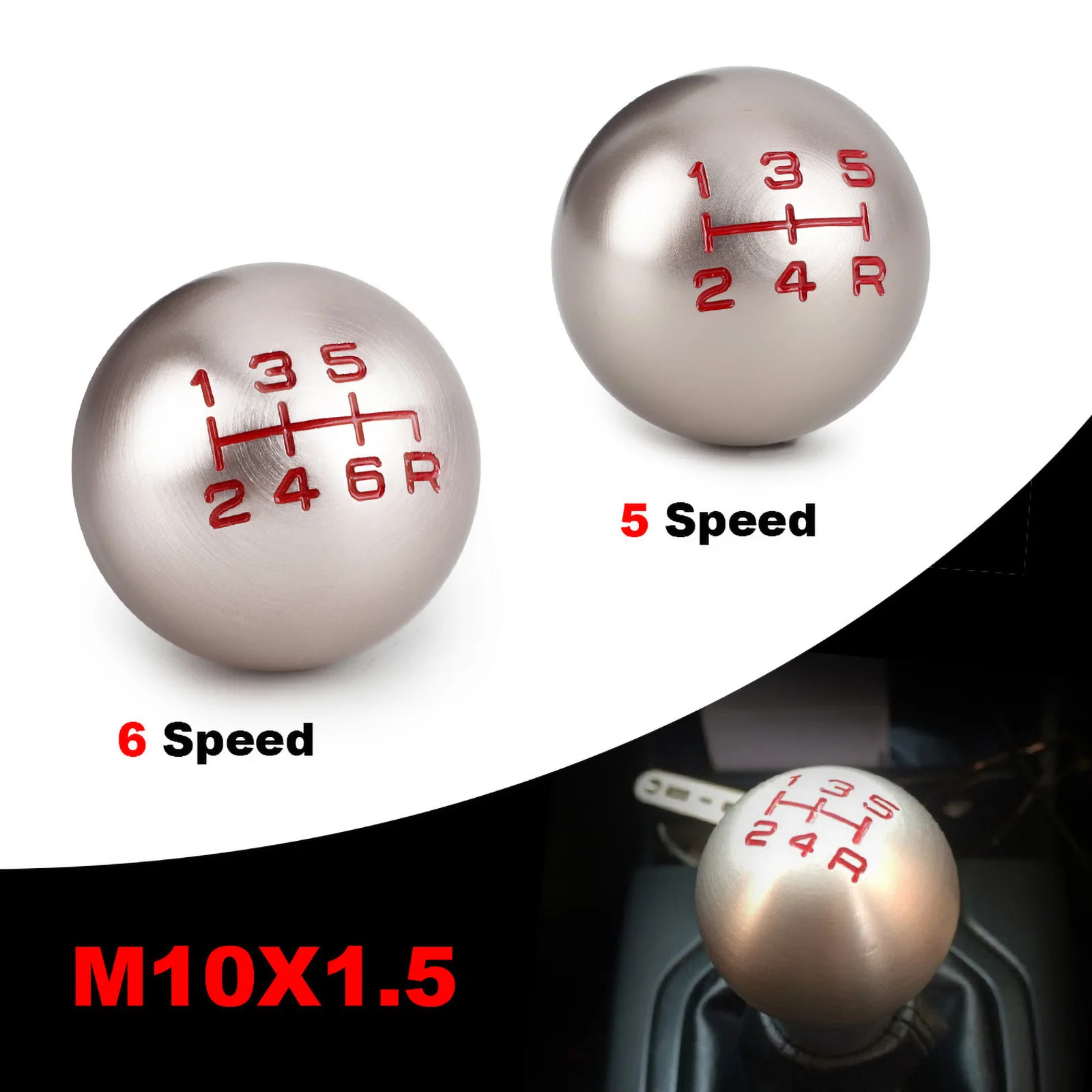 5/6 Speed M10*1.5 Aluminum  Matte Ball Shape Gear Shift Knob for Honda Fit Civic City FD2 FN2 EP3 TYPE R DC2 DC5 Shift Knob