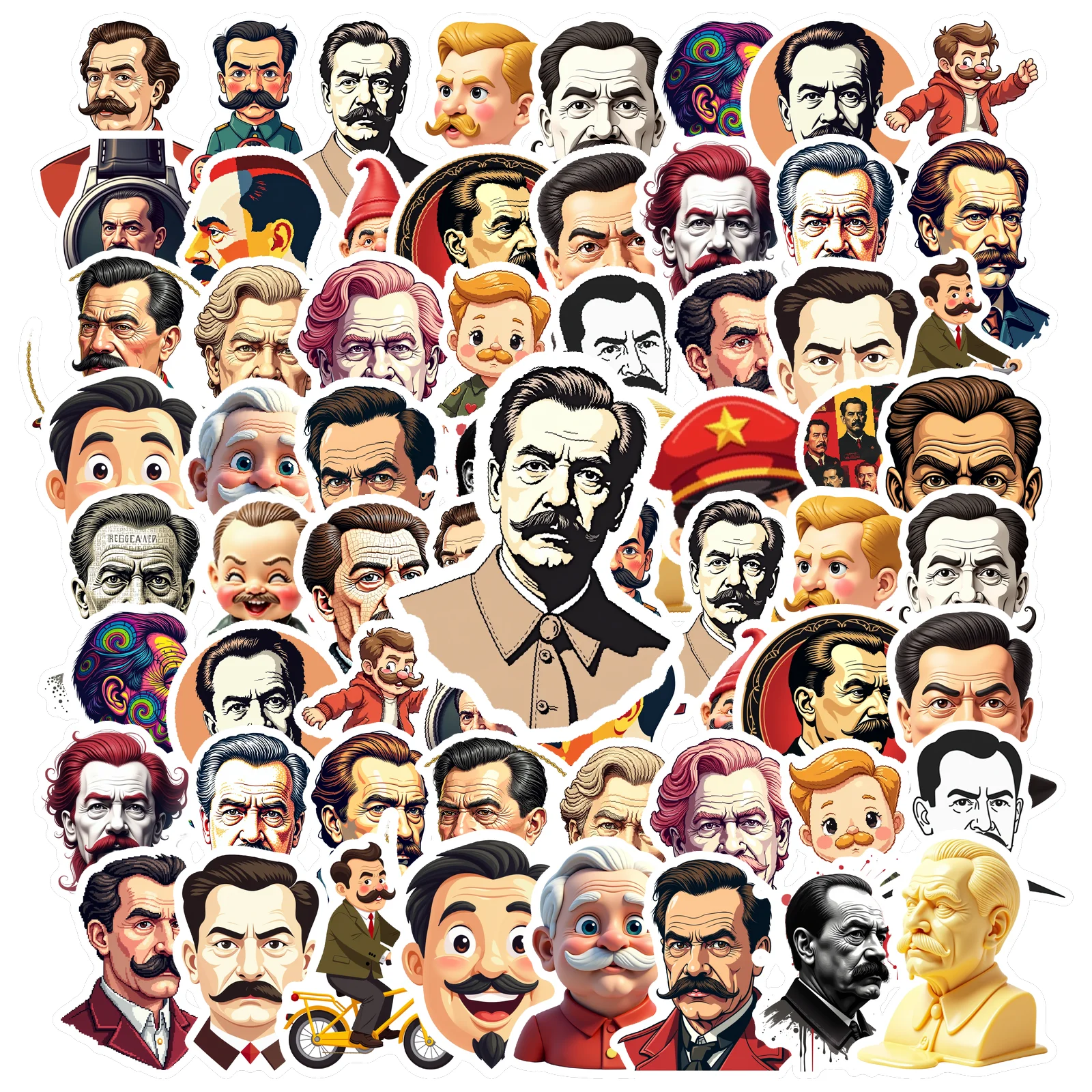 Autocollant de politique multicolore, autocollant de personnage rétro, autocollant de Leader de dessin animé pour décoration de bagages, téléphone, 35 à 100 pièces