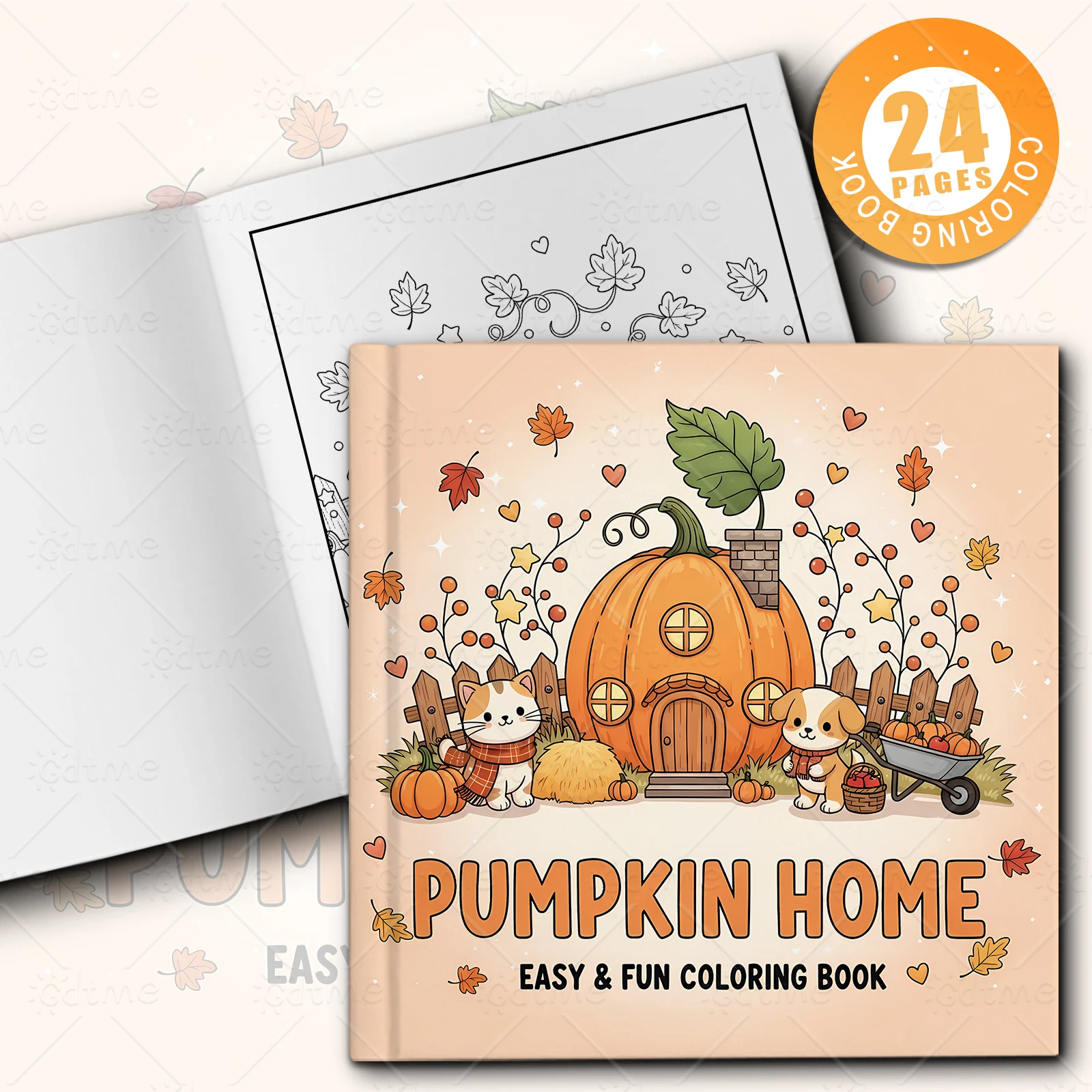 Cute Fall Pumpkin Home Stress Relief Coloring Book For Adults Bold Thick Lines Relaxing Activity Coloring Pages For Beginners
