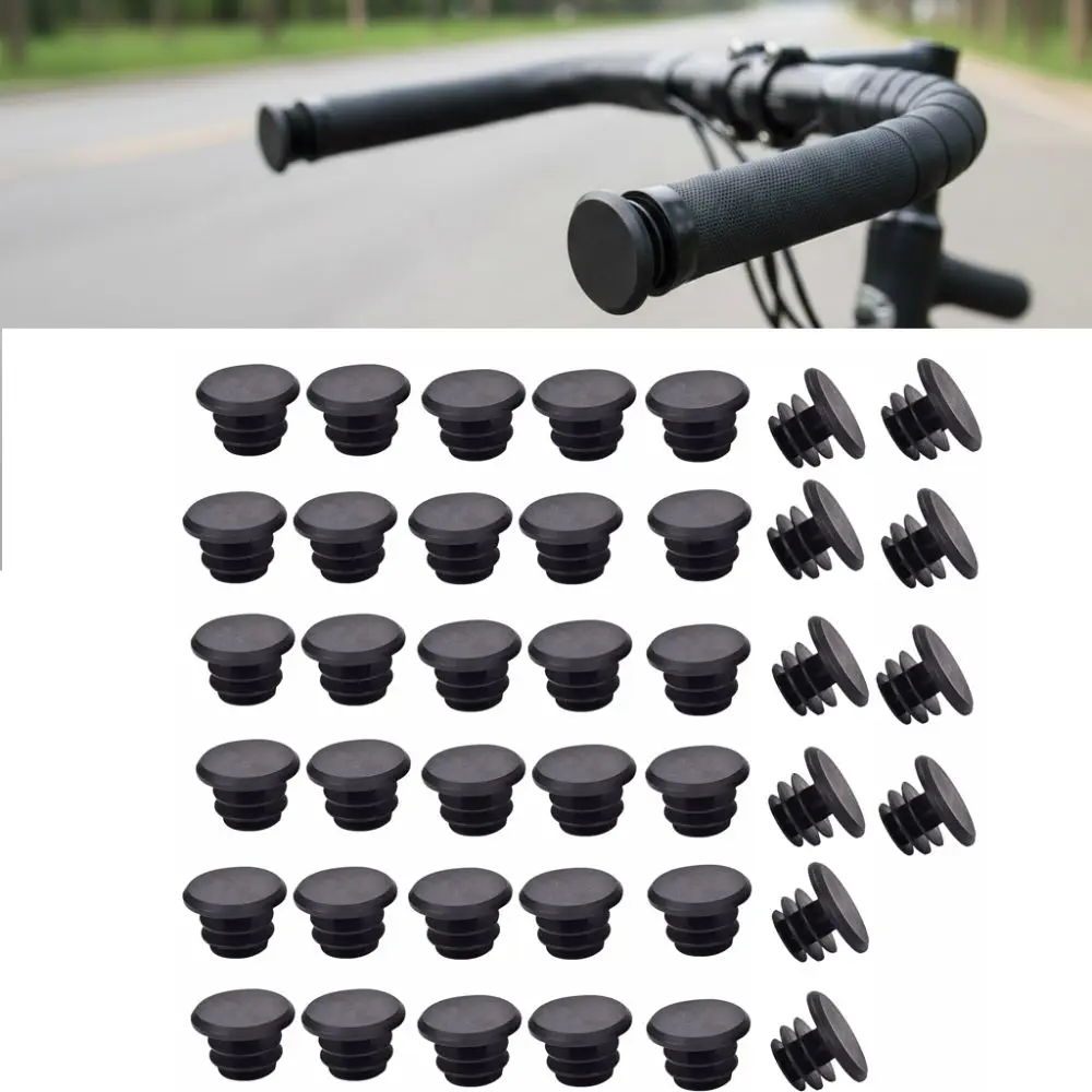 40PCS Plastic and Resin Bike Handlebar Plugs Non Slip Easy Installation Bike Handlebar End Caps Dust Protection Black