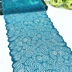 3y/lot Width 22cm Teal Blue Elastic Stretch Lace Trim Skirt Hem For Clothes Sewing Accessories Lingerie Wedding Dress Sleeve