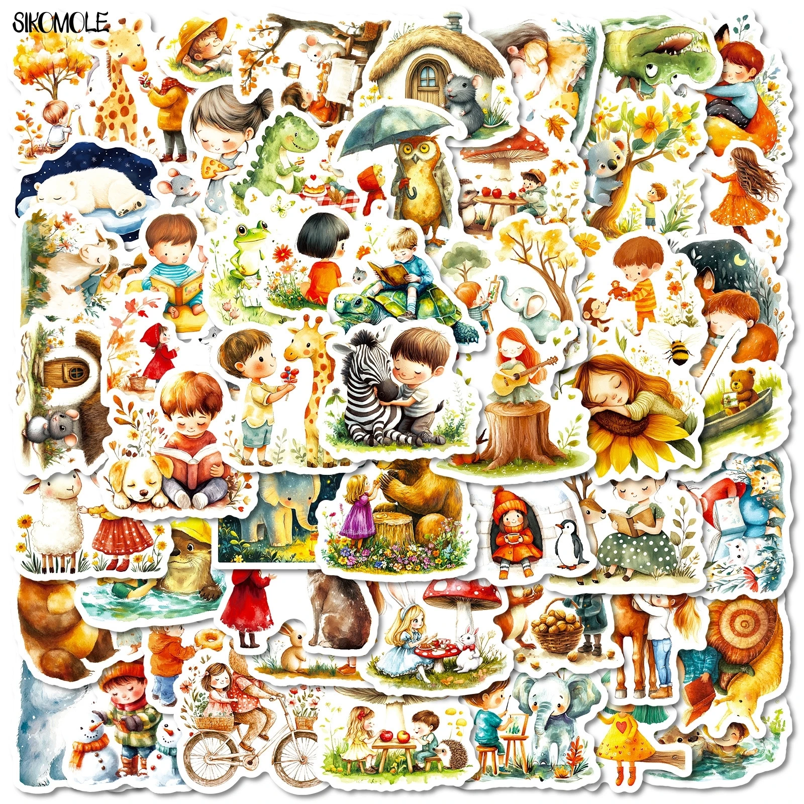 10/30/56PCS Cartoon Cute Fairy Tale Forest Animals Graffiti Stickers Aesthetic Kawaii Decal DIY Laptop Guitar Skateboard Sticker