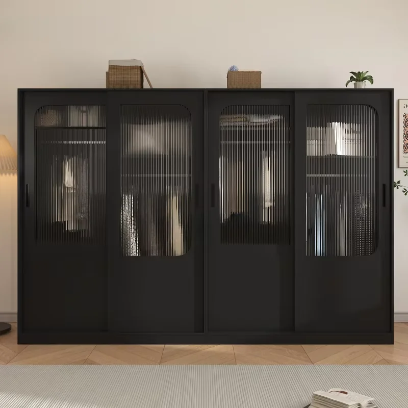 Transparent Black Closet Glass Doors Aesthetic Storage Open Organizer Wardrobe Bedroom Clothes Teen Guarda Roupas Furniture