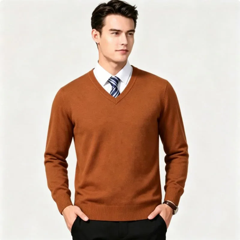 v-neck caramel