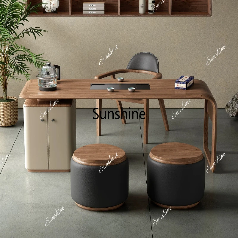 

Solid wood tea table and chair combination retro style minimalist kung fu design high-end
