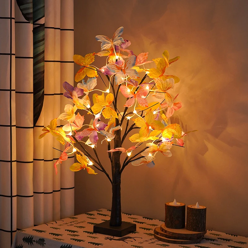 Tabletop Bonsai Tree Fairy Lights Butterfly Tree Lamp DIY Decorative LED Night Light for Gift Party Holiday Camping Home Decor