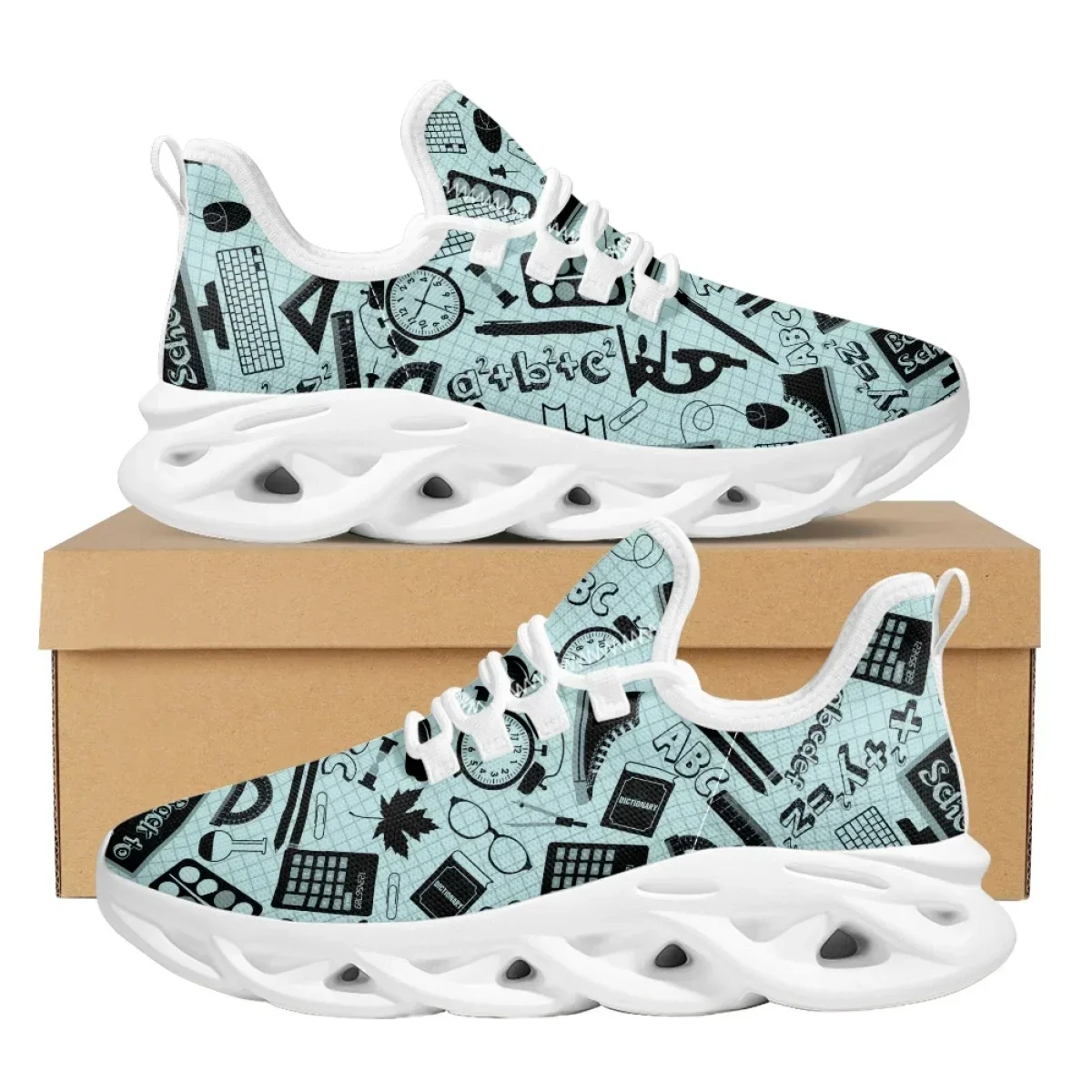 

Lightweight Ladies Platform Casual Shoes Mathematical Formula Printing Summer Non-slip Sneakers Breathable Mesh Shoes Zapatos