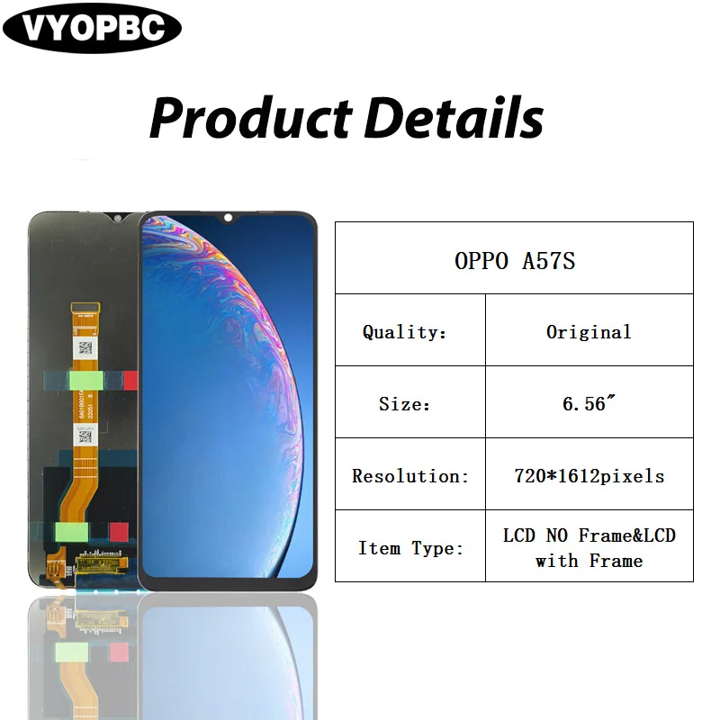 CPH2385 LCD Display With Frame For OPPO A57S 6.56\