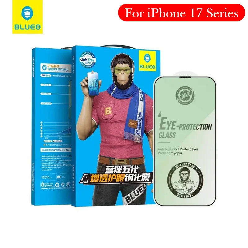 

Blueo Anti Blue Light Tempered Glass iPhone 17 Pro Max Screen Protector For iPhone 16 17 Pro Max Glass Film