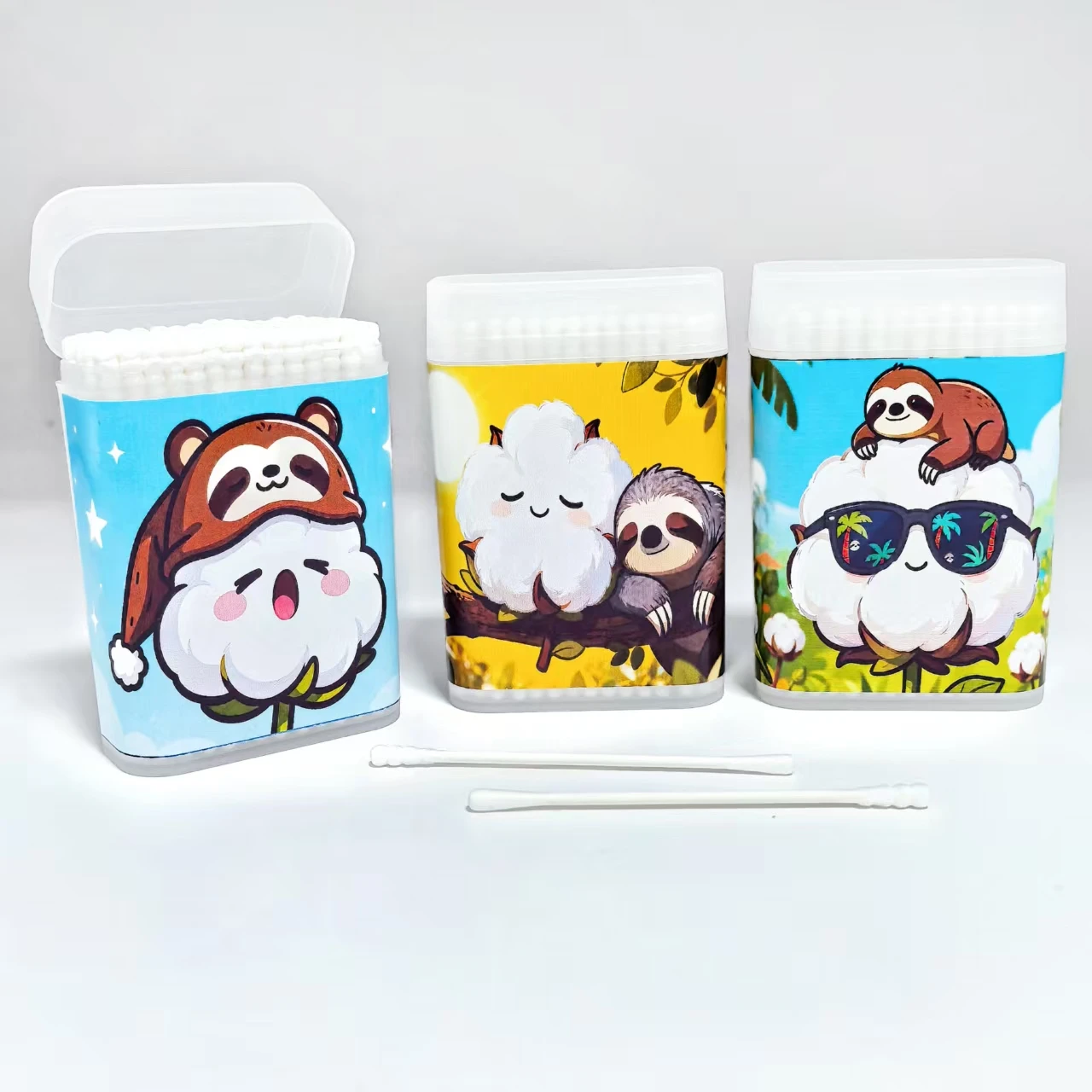 300 قطعة من مسحات القطن ذات المحور الدقيق بطابع كورا بتصميم مزدوج الرأس، تتميز برأس حلزوني ورأس مستدير