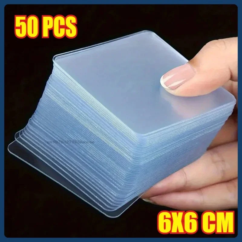 transparent square wall stickers, bathroom adhesive pads, traceless nano waterproof tape