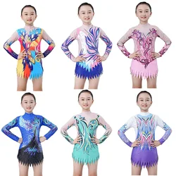 Professional Custom Girls Rhythmic Gymnastics Competition Suit With Flash Diamond Cheerleading Uniform Figure Skating Costume