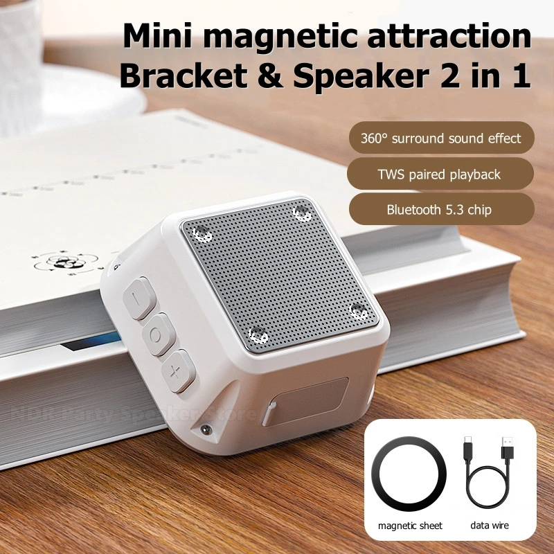 Portable Small Wireless DJ Woofer BT5.3 Speakers System Mini Subwoofer Blue Tooth Speaker 2 in 1 Magnetic Support Sound Box