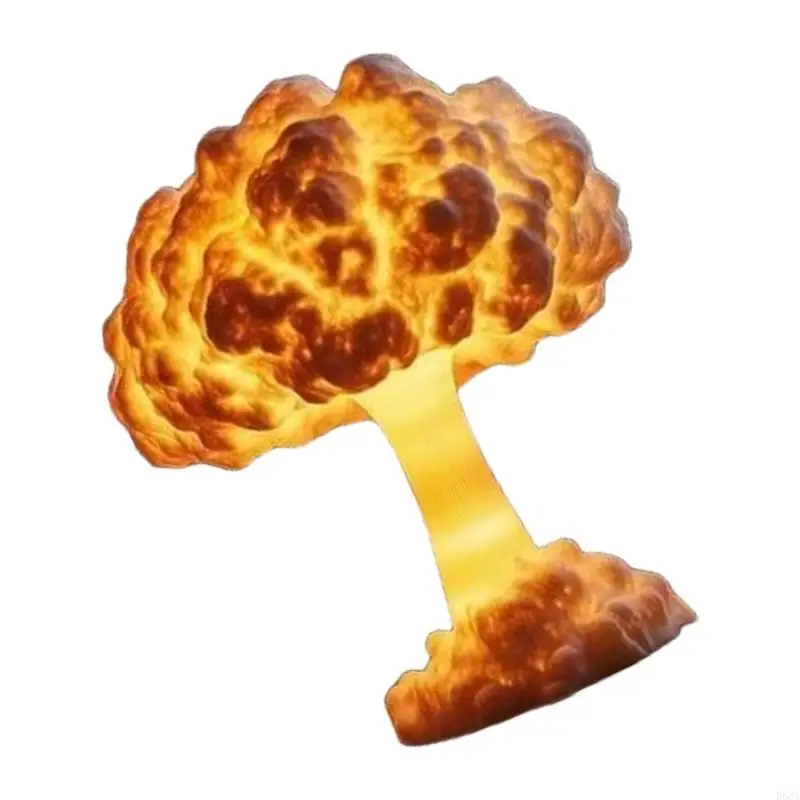 

R66A Resins Mushroom Cloud Sculpture Table Lamp Nuclear Explode Model LED Nightlight For Modern Homes Office Desktop Ornament