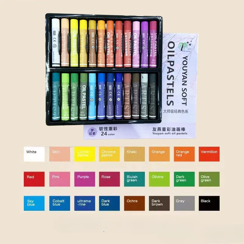 12/24/36/48-colors Soft Heavy-color Oil Pastels Set Safe and Non-toxic Graffiti Colorful Sticks for Children's Art Painting