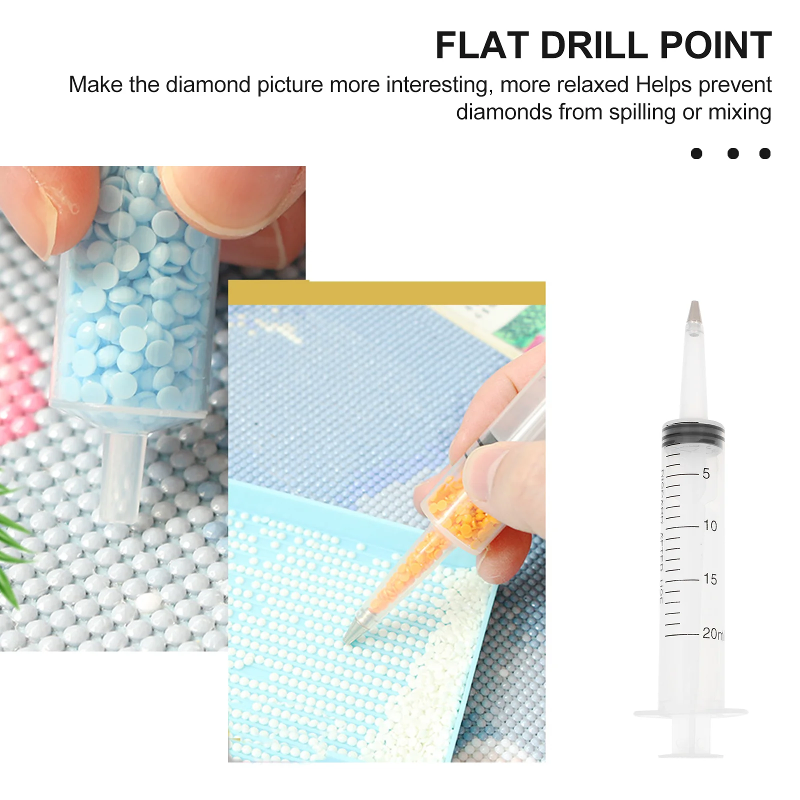 3 Pcs Drilling Pen Painting Supplies Point 5d Diamond Pens Tool Syringe Shape Dotting Drawing