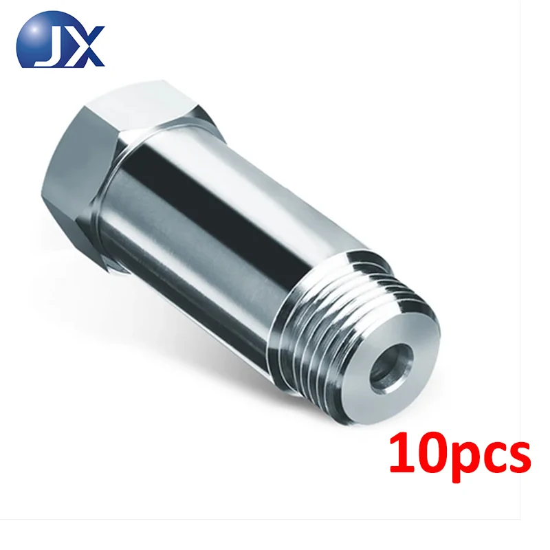

10pcs Auto Accessory Universal M18 x 1.5 55mm Silver O2 Oxygen Sensor Extension Spacer Adapter Bung Fix Kit