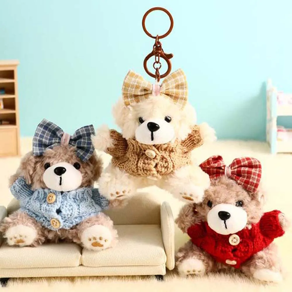 

Bow Tie Sweater Doll Clothing Bow Sweater Bear Keychain Alloy Hanging Rope School Bag Decor Plush Bear Key Ring