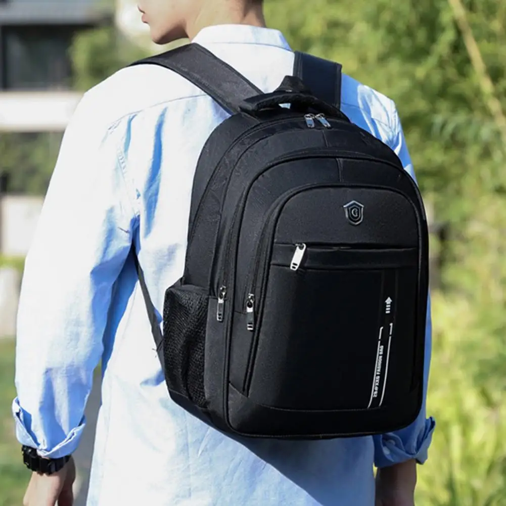 Men Backpack Large Capacity Waterproof Zipper Closure Oxford Cloth Wear-resistant Travel Laptop Bag Backpack Office Supplies