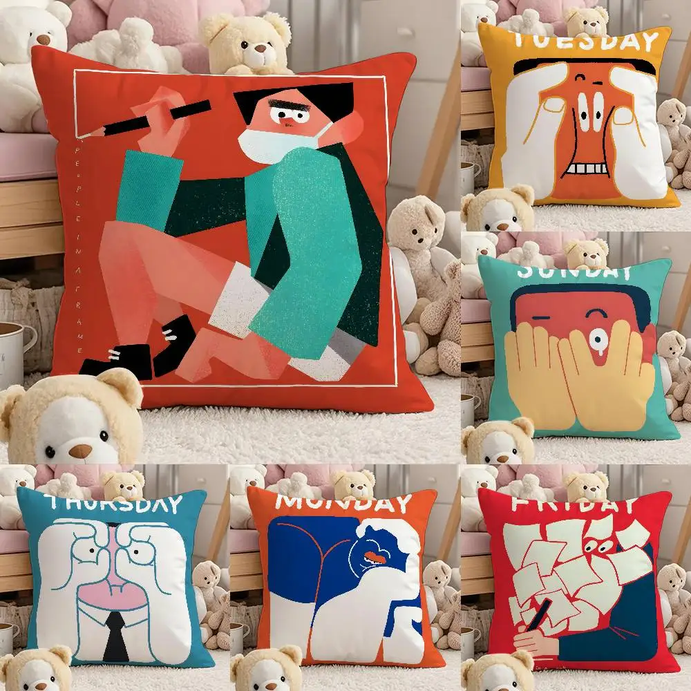 

Anime People Living In A Frame Pillow Case Comfort Sofa Bed Silky Elegant Invisible Zipper Custom Decorative Cushion Cover