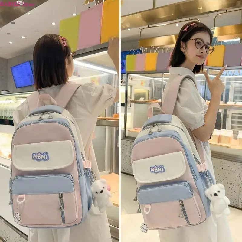 

C9GB Modern School Bags Nylon Book Bag for Teen Girl Ample Storage Space Student Campus Laptop Backpack Casual Daypack