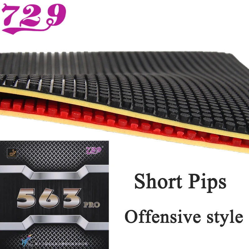 729 Friendship 563PRO Table Tennis Rubber Sheet Pips - Out & Short Pips Durable Ping Pong Rubber with Sponge for Sinking Attack