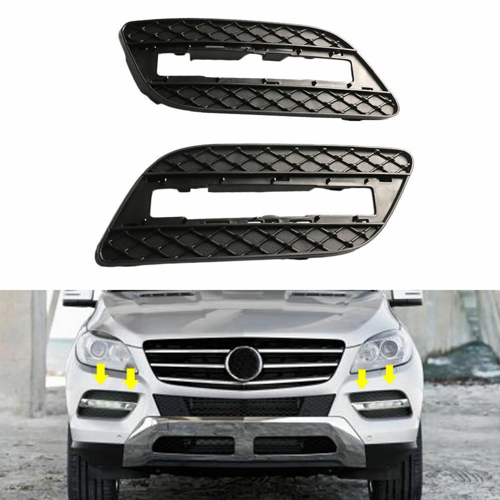 1 Pair Front Bumper Fog Driving Light Grille Cover 1668842122 1668842222 for Mercedes ML350 ML550 12-15