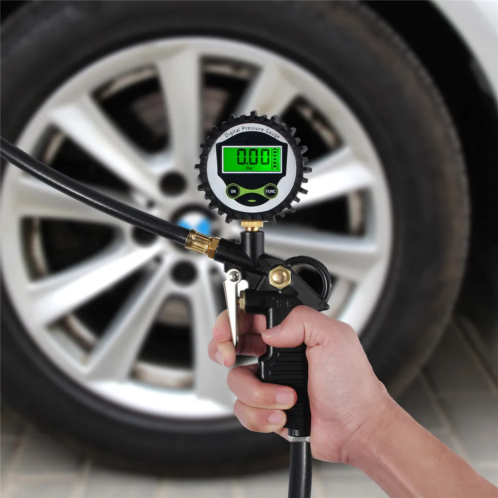 Digital Car EU Tire Air Pressure Inflator Gauge LCD Display LED Backlight Vehicle Tester Inflation Monitoring For Audi car