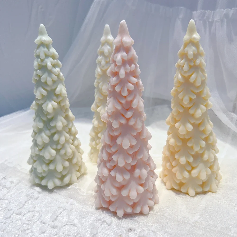 M size Snow Pine Christmas Tree Silicone Candle Mold Christmas Ornaments Silicone Mold Dinner Soy Wax Silicone Mould