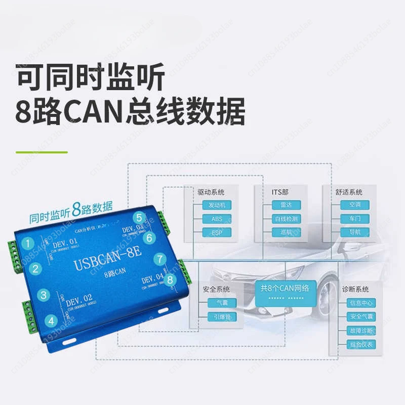 USBCAN-8E independent 8-channel CAN 8-channel CAN analyzer, industrial grade 3KV electrical isolation