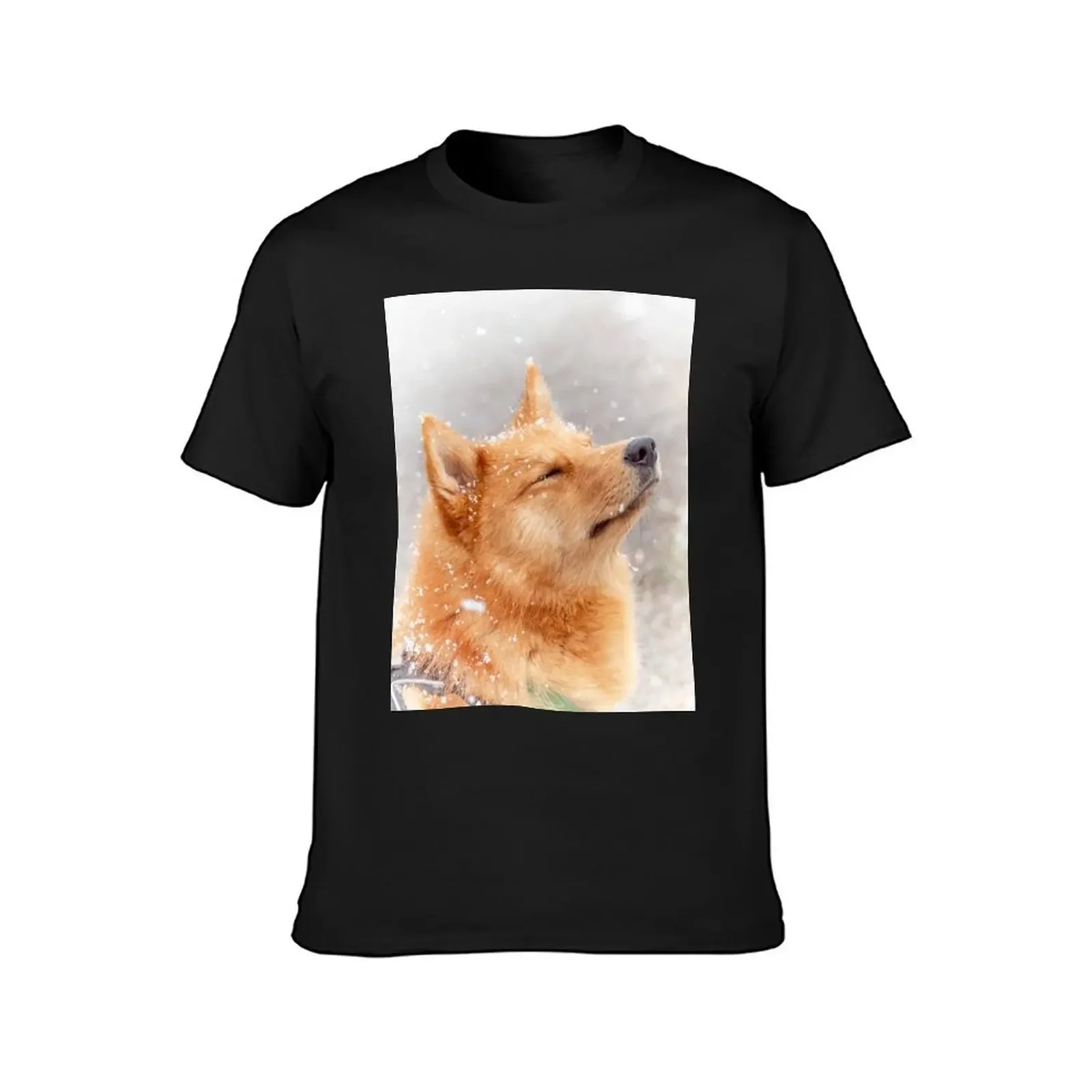 Finnish spitz in snowflakes T-Shirt summer top cute tops mens clothing