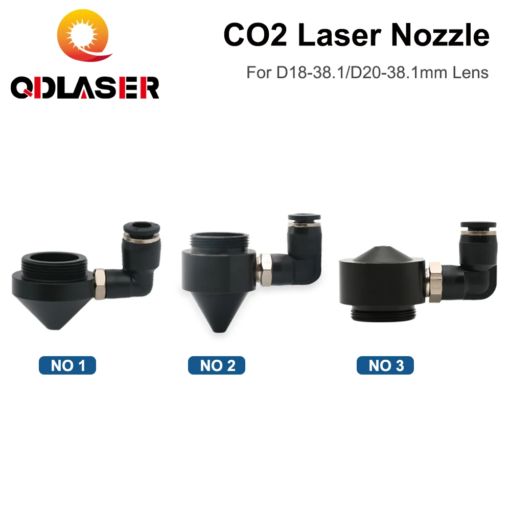 Laserowa dysza powietrza QDLASER CO2 do Dia.18/20mm fl38.1 mm obiektyw CO2 krótka dysza z dopasowaniem M5 do maszyny do cięcia laserowego CO2