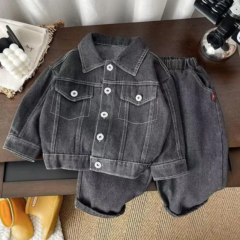 

Kids Boys Denim Set Spring and Autumn New Children's Korean Edition Casual Jacket+Jeans Two Piece Set 90-140cm