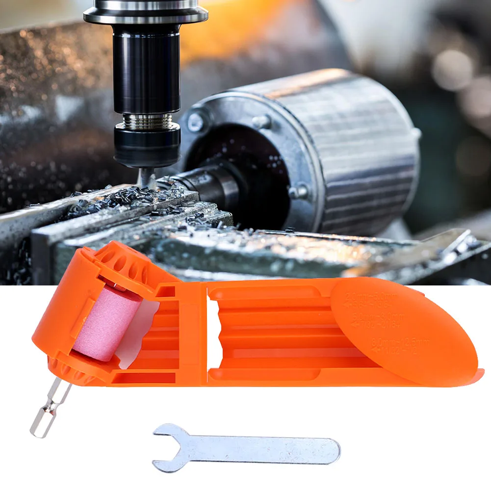 Orange Portable Drill Bit Sharpener Corundum Grinding Wheel Wood Process Tool