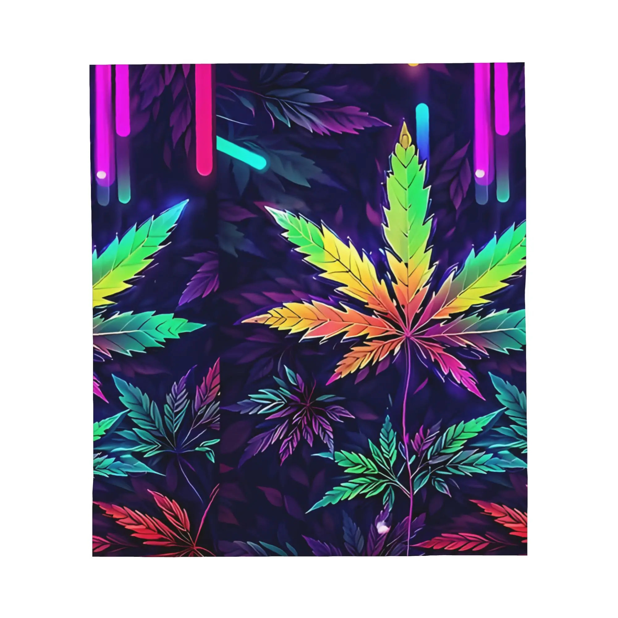 1PC Psychedelic Electric RGB Marijuana Cannabis Leaf Black Poster  Blanket Throw Super Cosy Plush Living Room Sofa
