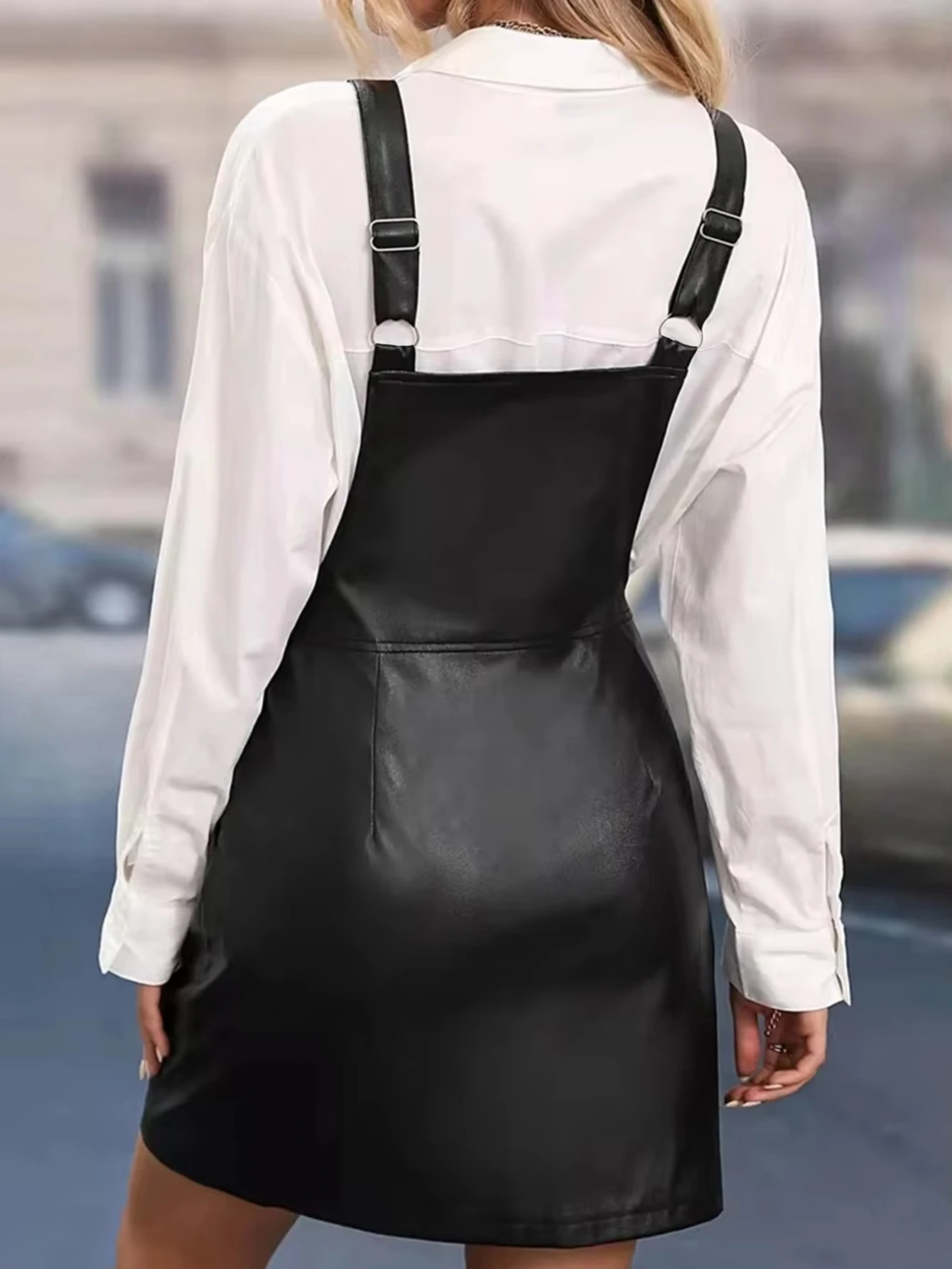 Women's Matte Faux Leather Camisole Front Zipper Open Top Dress Ladies Faux Latex PU Dress Women's Clothing Support Custom