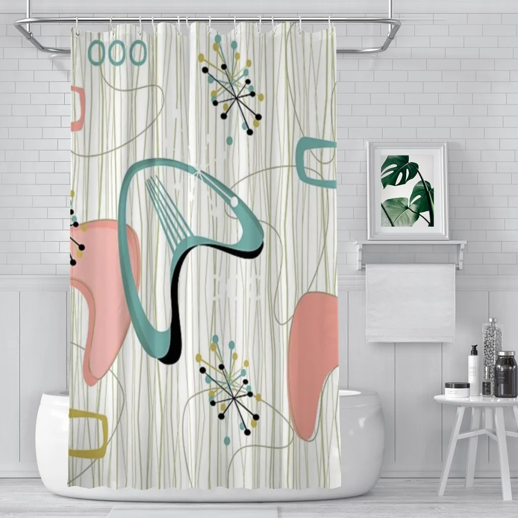 Retro Eames-Era Atomic Inspired 3 Shower Curtain  Bathroom Decoration Shower Curtain Birthday Gift