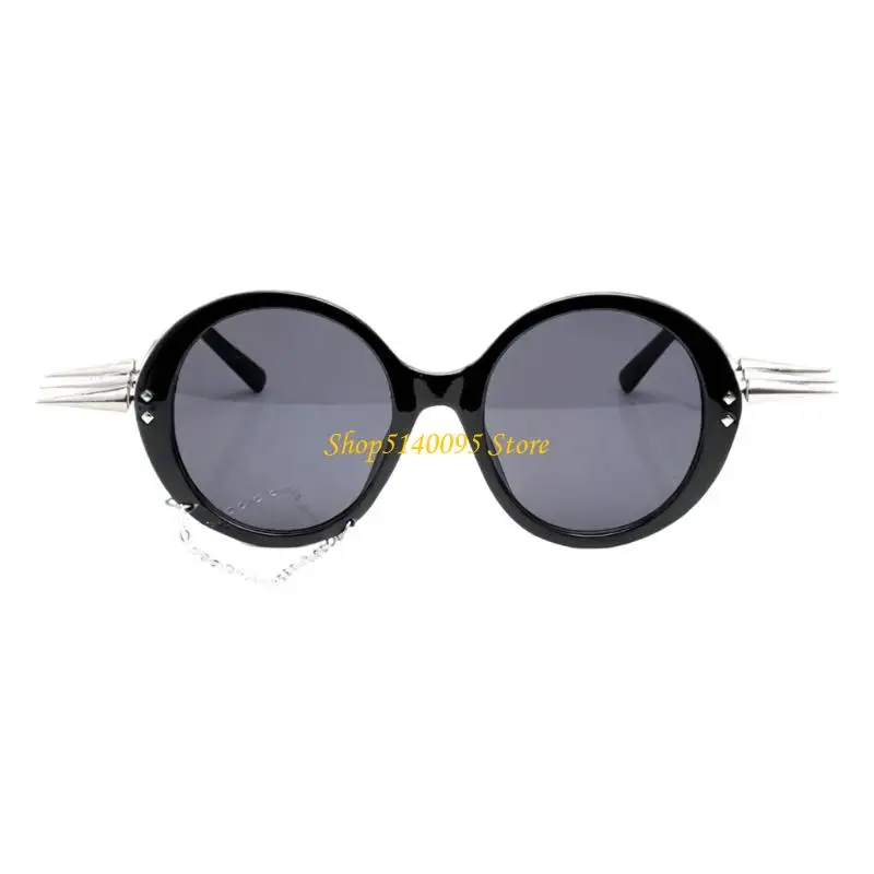 DXAE Oversized Ronde Frame Zonnebril Donker Spiky Design Frame UV400 Bescherming Brillen voor Dames Heren Hiphop Dans Street