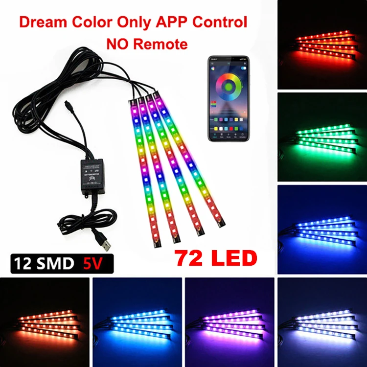 Neon LED Auto-interieur Ambient Voet Strip Light Kit Accessoires Achtergrondverlichting Afstandsbediening App Muziekbediening Auto RGB Decoratieve Lampen