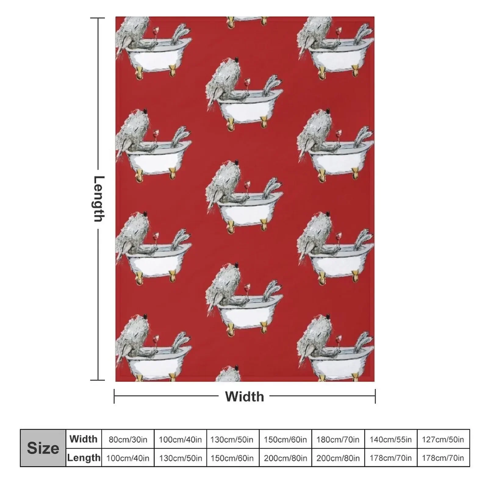 Bedlington Terrier Dog in a Bathtub, Red Background Throw Blanket Winter beds Sofa Throw Blankets