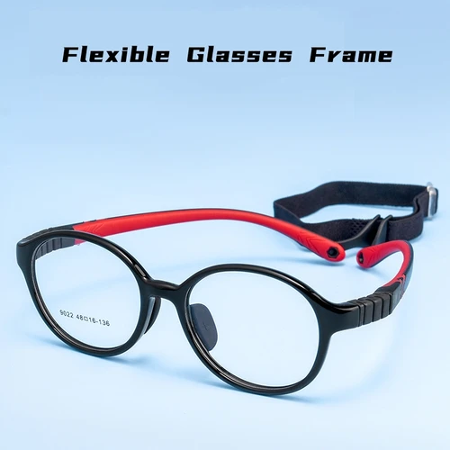 Imagen 2 del producto YIMARUILI gafas de silicona flexibles ultraligeras para niños, gafas graduadas ópticas redondas Retro, montura para niños y niñas, 9022ET