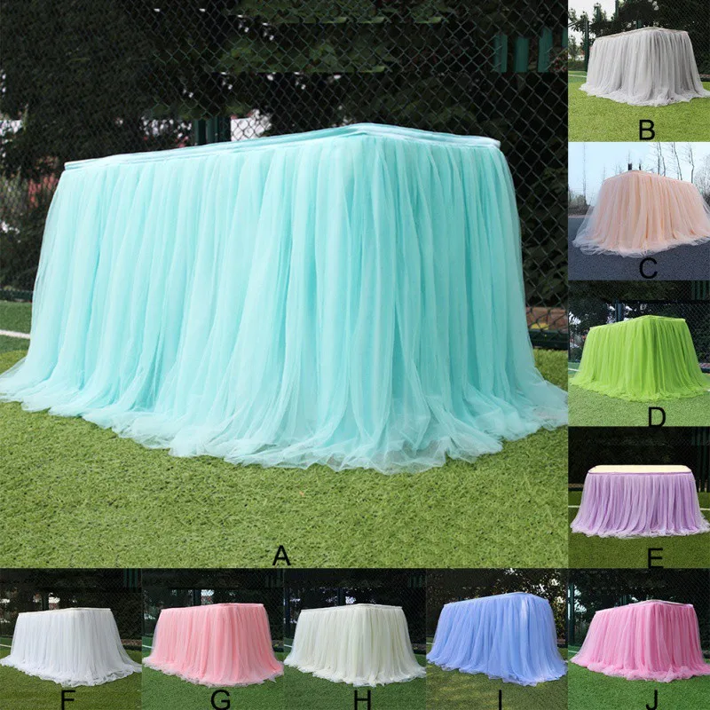 Tulle Table Skirt Tablecloth Tutu Table Skirting for Wedding Birthday Party Home Dessert Cake Table Decor