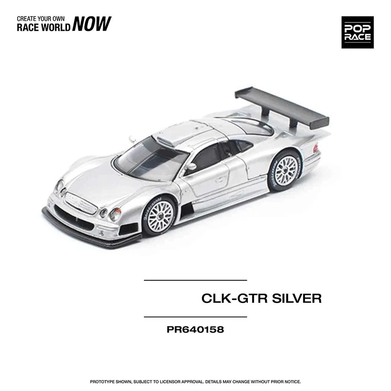 

PreSale POP RACE 1:64 CLK GTR C297 Silver Diecast Diorama Car Model Toy