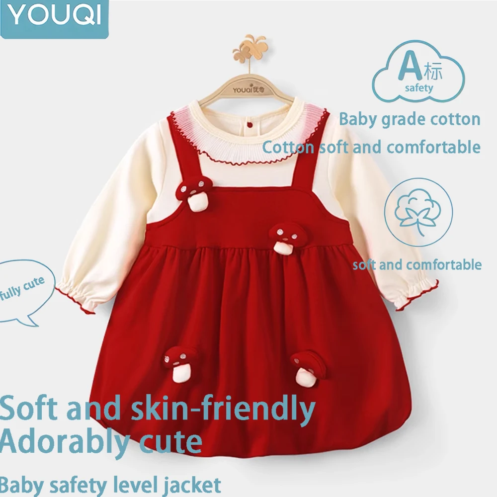 

Youqi Baby a Set Платье Новое весенне-осеннее платье для маленьких девочек Супер милое платье принцессы в западном стиле Платье для девочек на день рождения