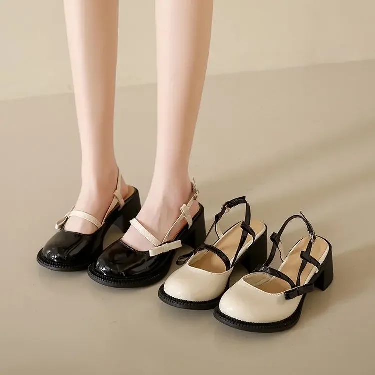 أحذية منصة مشبك القوس جولة تو أحذية حلوة لوليتا الجوف الجنية الصنادل الأنيقة أحذية امرأة عادية 2024 الصيف