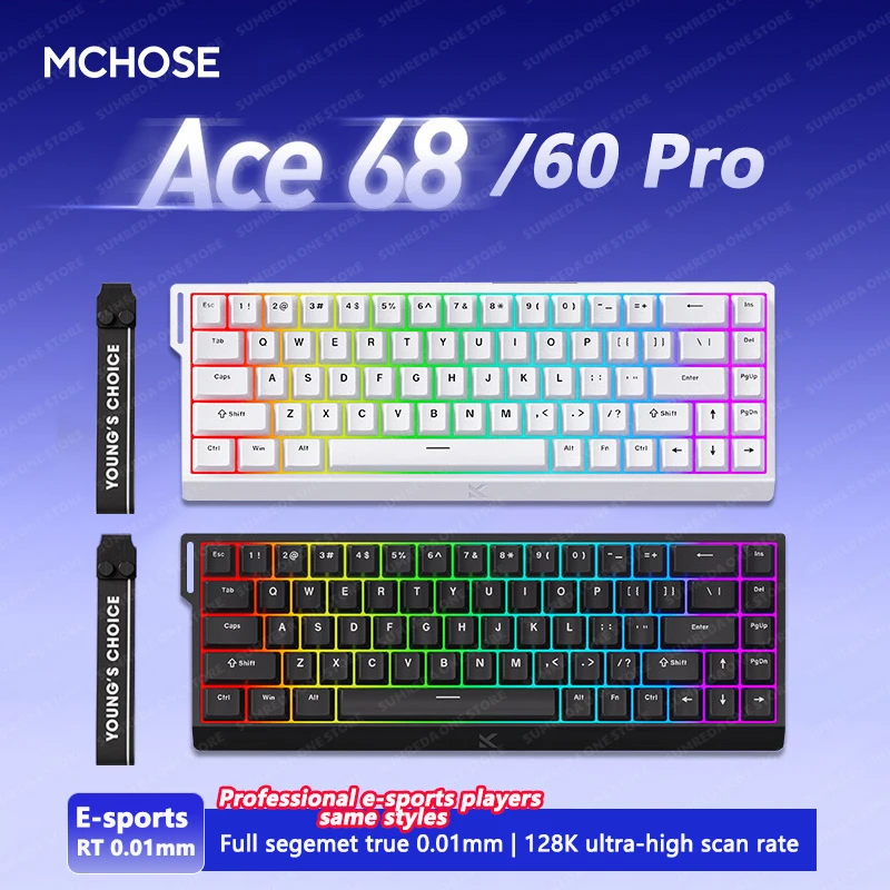 

Mchose Ace68 Ace 60 Pro Wired Gaming Magnetic Keyboard 8000Hz SOCD/Rs 0.08ms 256K Scan Rate RT 0.001mm Ace60 Ace 68 Keyboard
