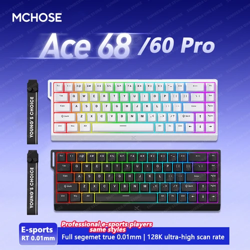 Mchose Ace68 Ace 60 Pro teclado magnético para juegos por cable 8000Hz SOCD/Rs 0,08 ms 256K velocidad de escaneo RT 0,001mm Ace60 Ace 68 teclado
