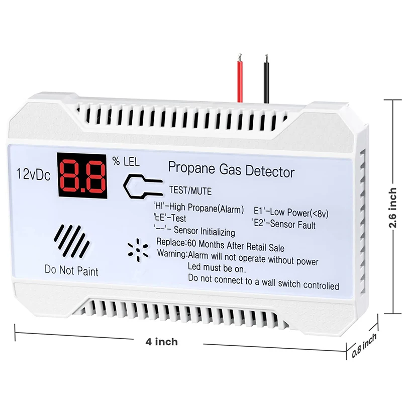 DC12V RV Propane Gas Detector 85dB Loud Dound Alarm Imported Sensor