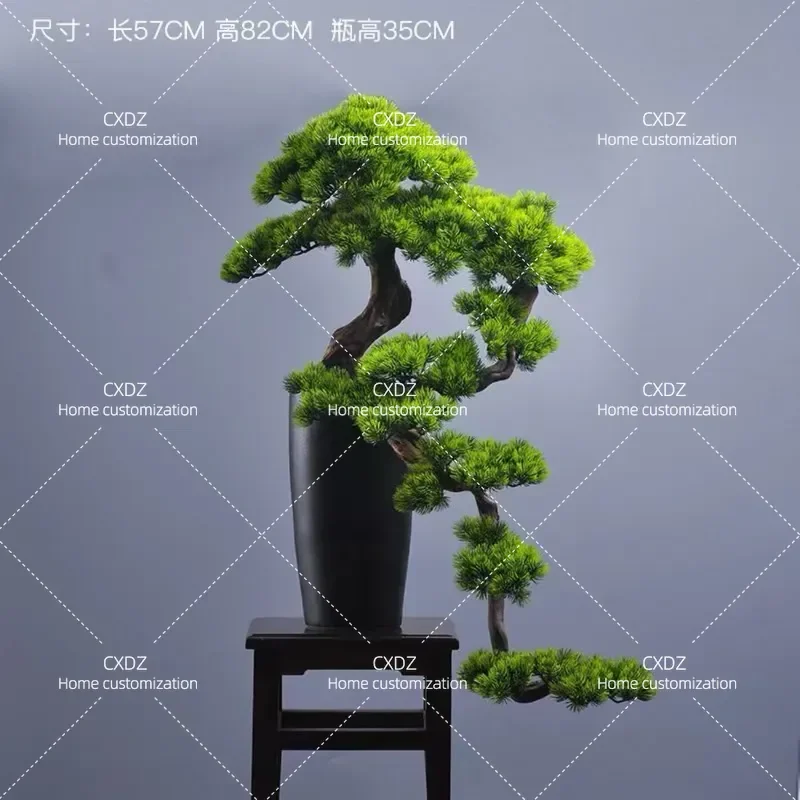 Simulated Welcome Pine Fake Tree Bonsai Living Room Office Entrance Desktop Green Plants New Chinese Zen Decorative Ornament