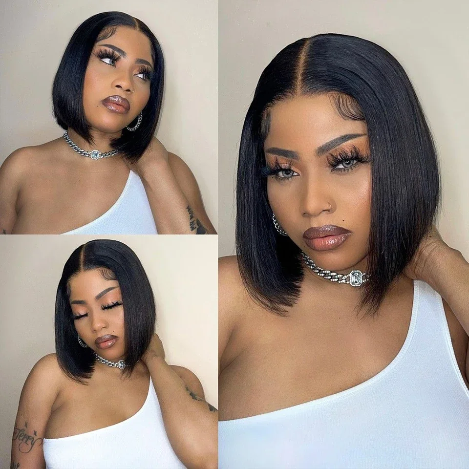 Short Bob Hair Wig Human Hair Brazilian Transparent 13x4 HD Lace Frontal Wig 4x4 Closure Straight Lace Front Wigs For Women